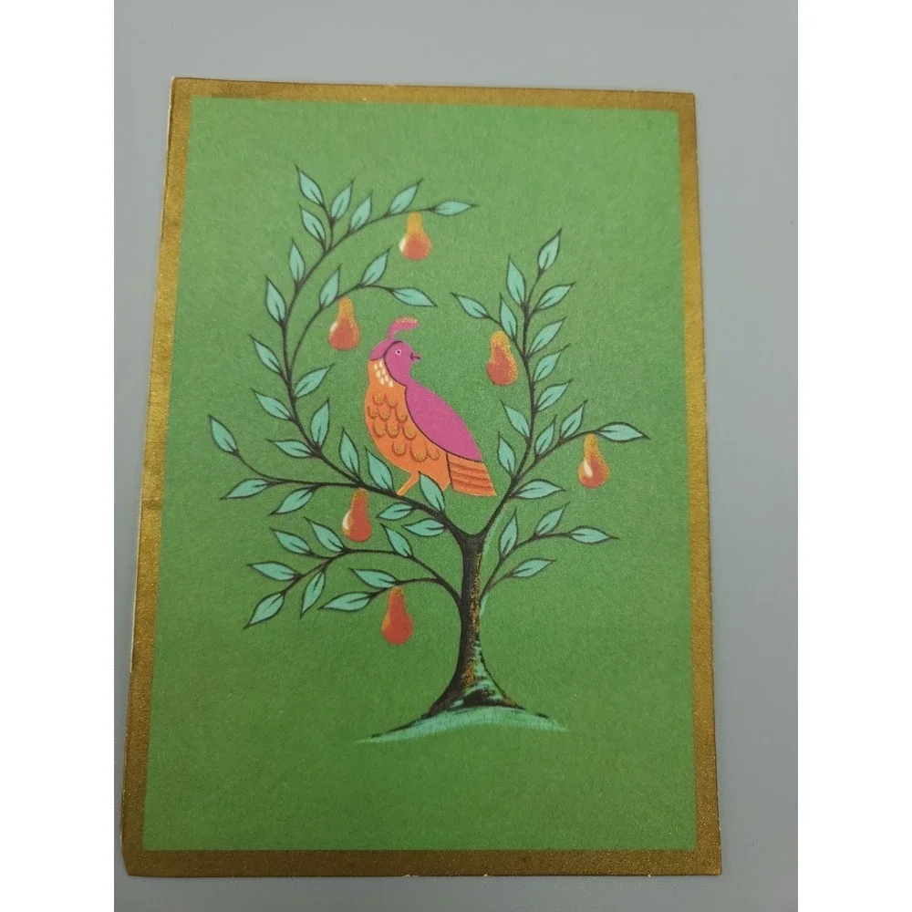 5 Old Vtg Used Christmas Card Fronts Craft Birbs Birds Chickadee‎ Partrige Robin